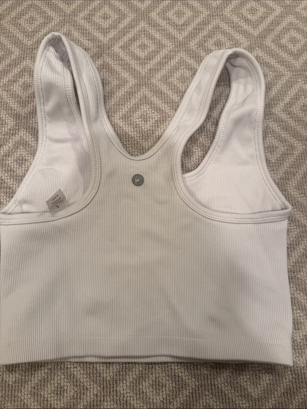 Light Gray Ribbed Sports Bra with Center Logo